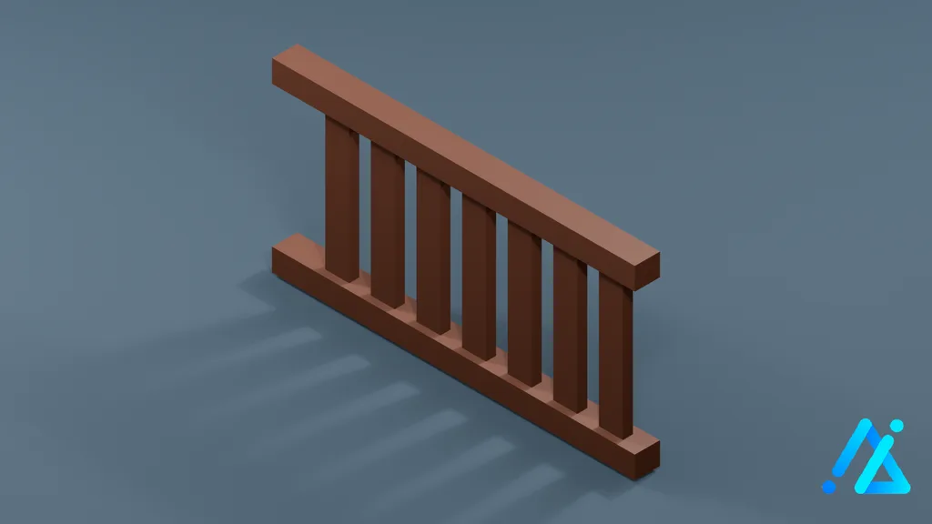 Low-Poly Fence Section 02 B — 3D model preview