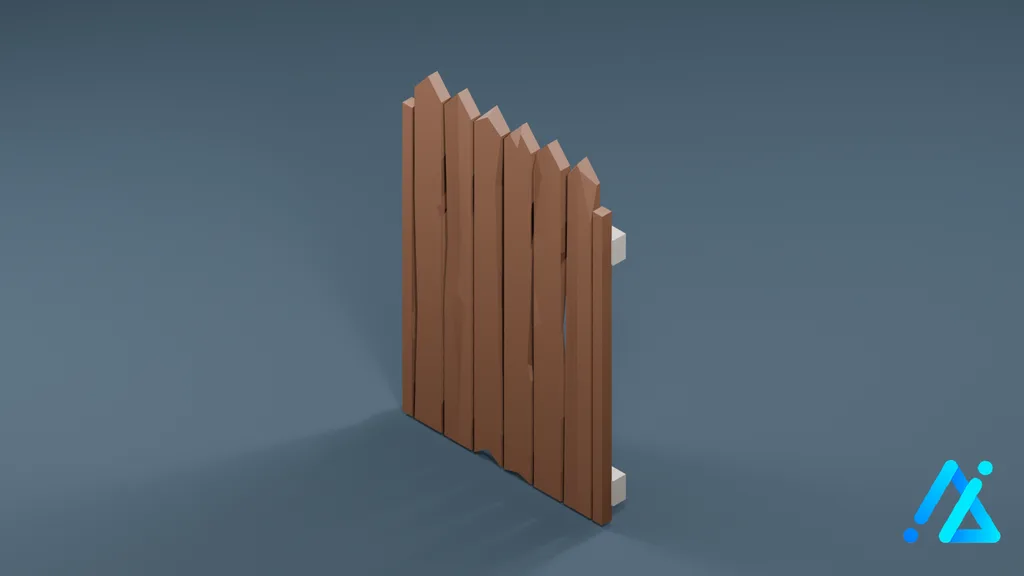 Low-Poly Fence Section 03 A — 3D model preview