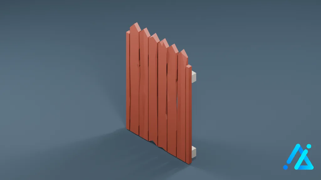 Low-Poly Fence Section 03 B — 3D model preview