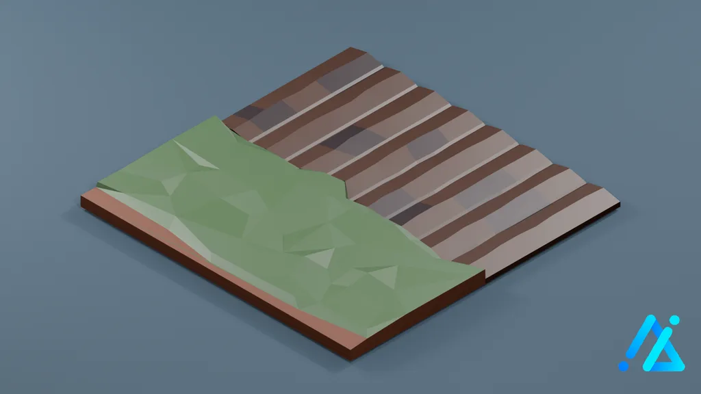 Low-Poly Field Path Tile 01 A — 3D model preview