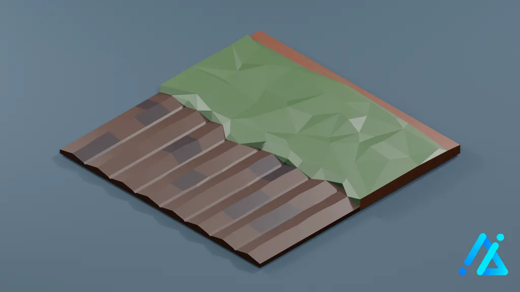 Low-Poly Field Path Tile 01 C — 3D model preview