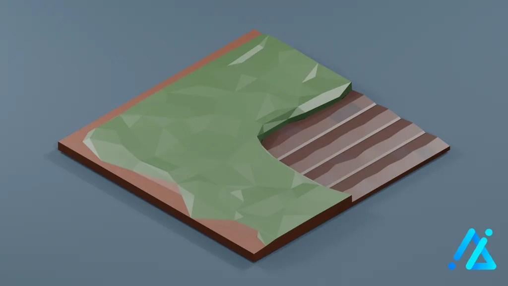 Low-Poly Field Path Tile 02 A — 3D model preview