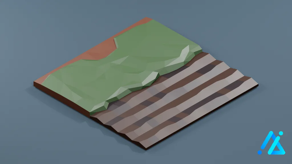 Low-Poly Field Path Tile 02 B — 3D model preview