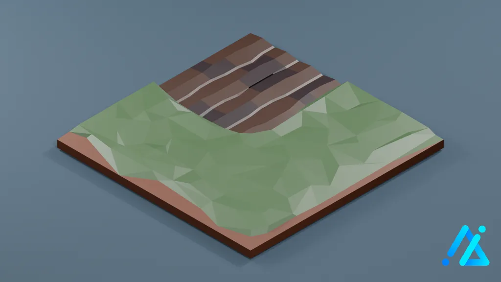 Low-Poly Field Path Tile 03 A — 3D model preview