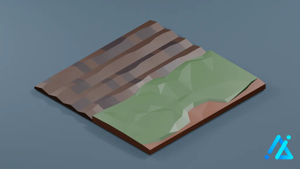 Low-Poly Field Path Tile 03 B — 3D model preview