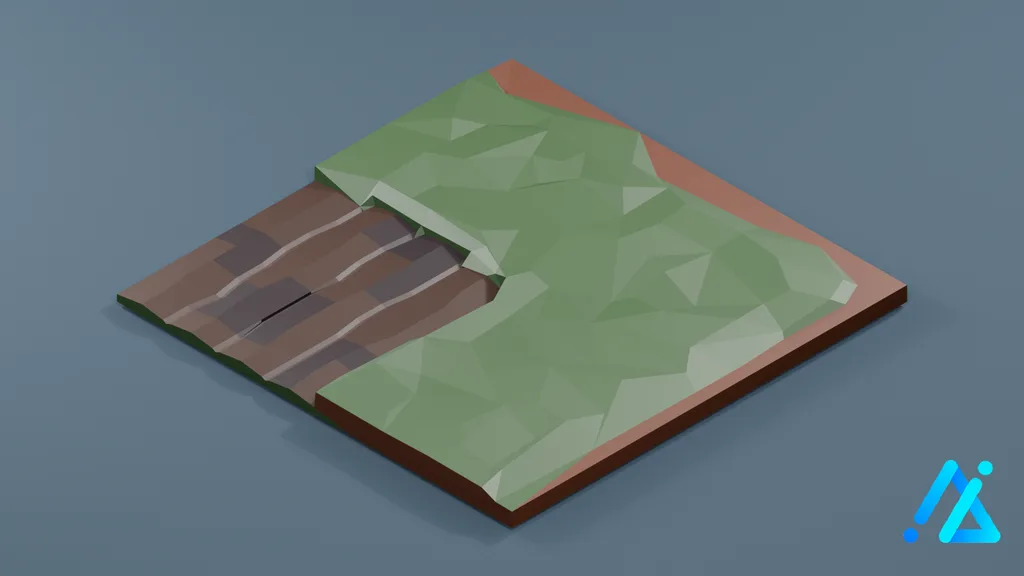 Low-Poly Field Path Tile 03 C — 3D model preview