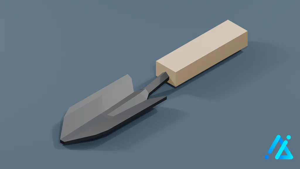 Low-Poly Garden Shovel — 3D model preview