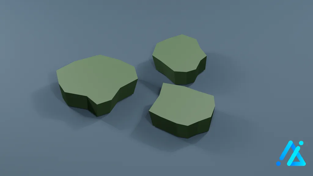 Low-Poly Grass Terrain Piece 01 — 3D model preview