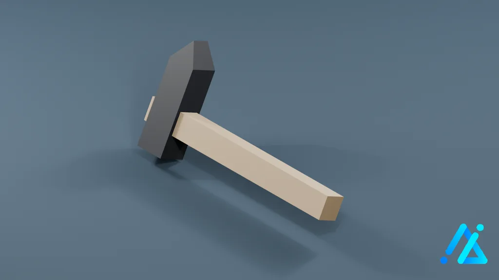 Low-Poly Farm Hammer — 3D model preview