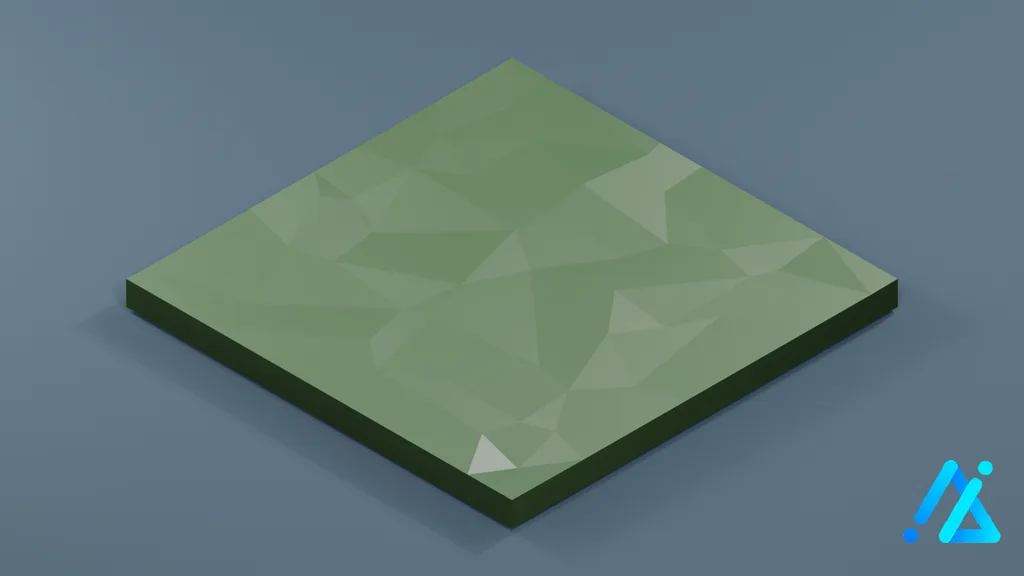Low-Poly Lawn Terrain Tile Lawn — 3D model preview