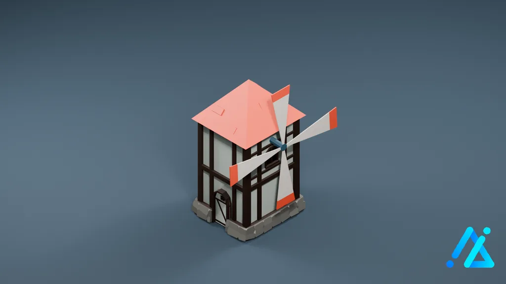 Low-Poly Farm Windmill 01 A — 3D model preview