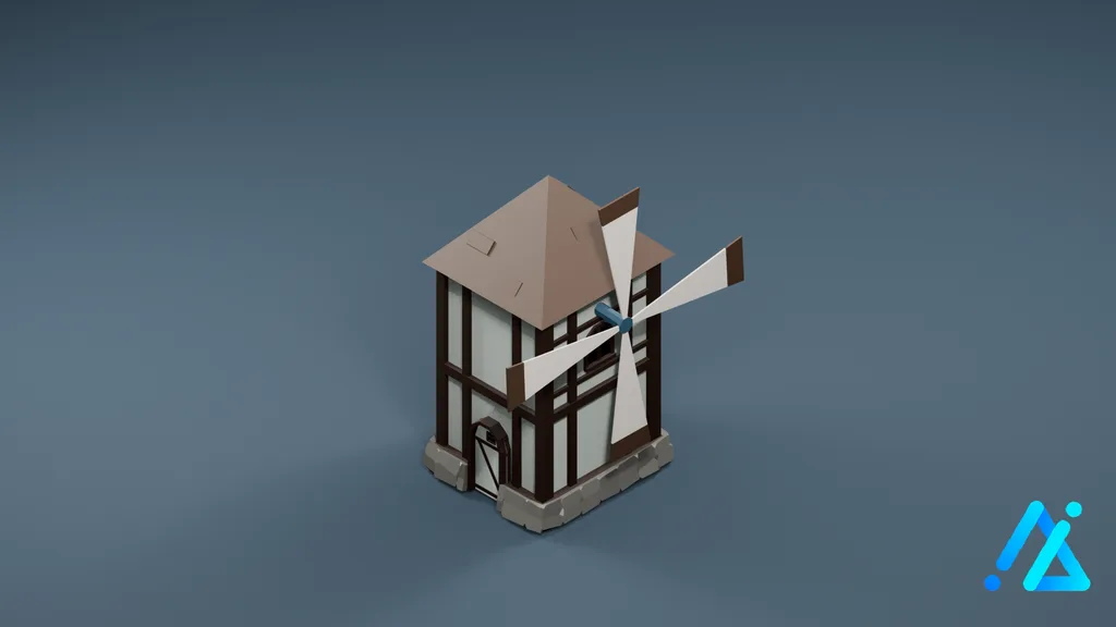 Low-Poly Farm Windmill 01 B — 3D model preview