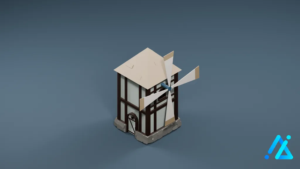 Low-Poly Farm Windmill 01 C — 3D model preview