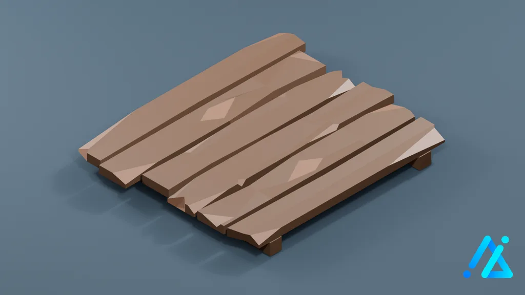 Low-Poly Wooden Pallet — 3D model preview