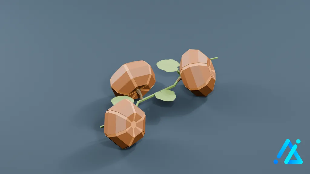 Low-Poly Pumpkin Vine — 3D model preview