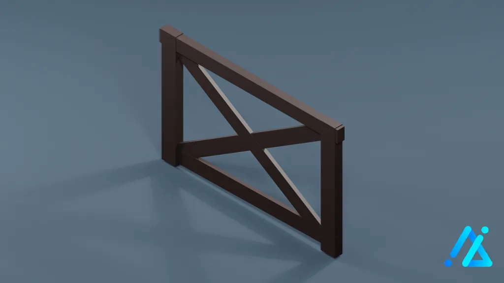 Low-Poly Timber Rail Panel 01 A — 3D model preview