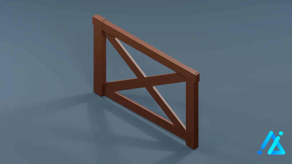 Low-Poly Timber Rail Panel 01 B — 3D model preview