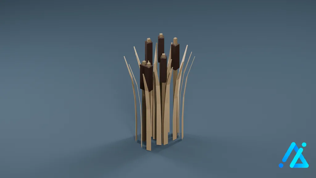 Low-Poly Reed Cluster — 3D model preview