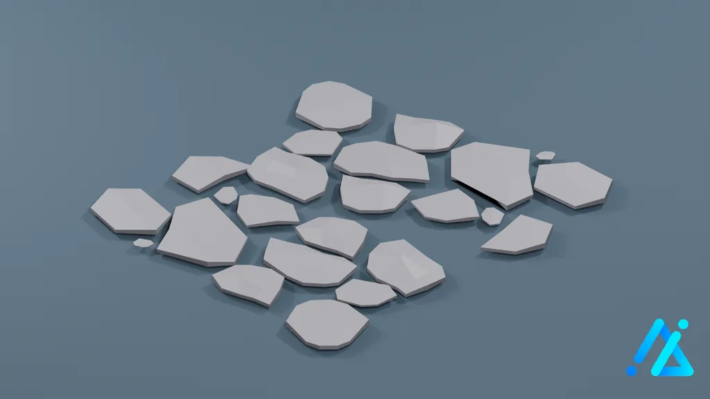 Low-Poly Rock Path Piece A — 3D model preview
