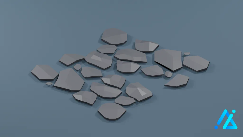 Low-Poly Rock Path Piece B — 3D model preview
