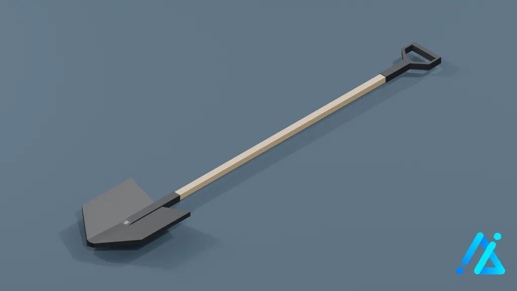Low-Poly Long-Handle Shovel — 3D model preview