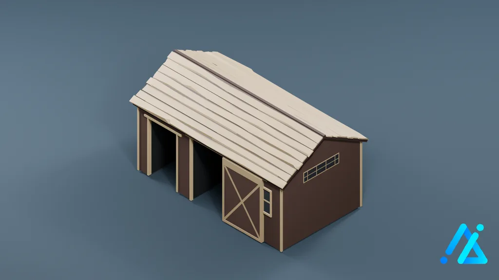 Low-Poly Farm Garage 01 — 3D model preview