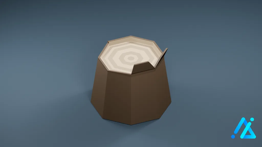 Low-Poly Cut Tree Stump 01 — 3D model preview