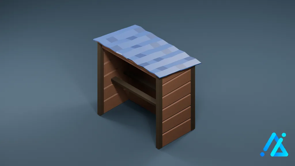Low-Poly Farm Trade Stall 01 B — 3D model preview