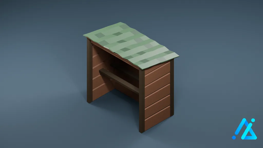 Low-Poly Farm Trade Stall 01 C — 3D model preview
