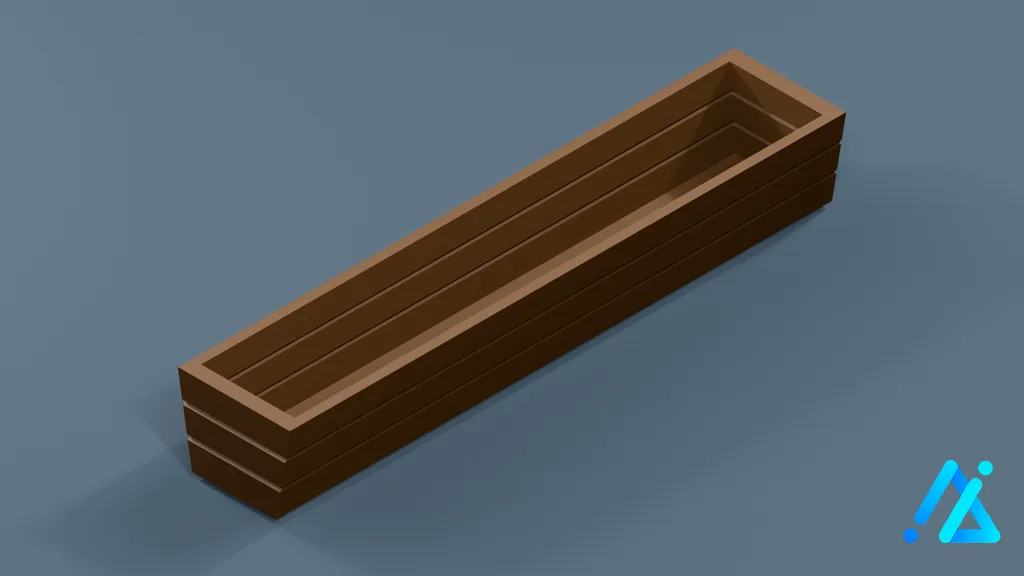 Low-Poly Wooden Trough 01 — 3D model preview