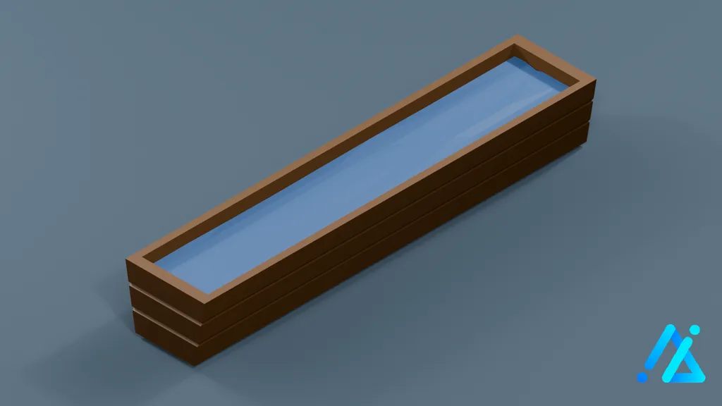 Low-Poly Wooden Trough 02 — 3D model preview