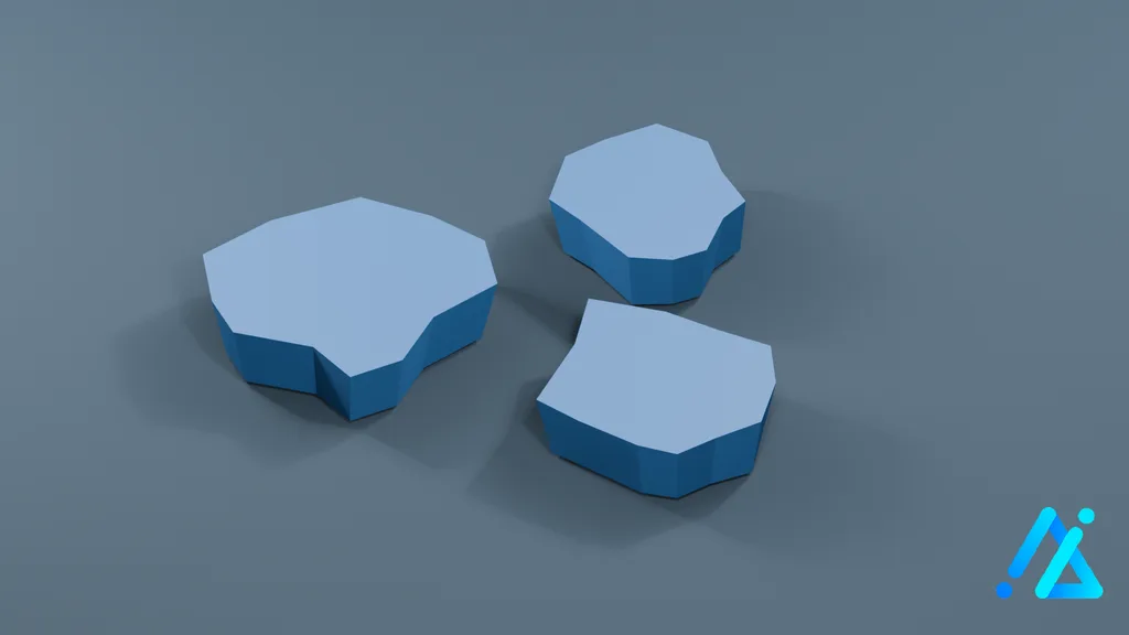 Low-Poly Water Terrain Piece 01 — 3D model preview