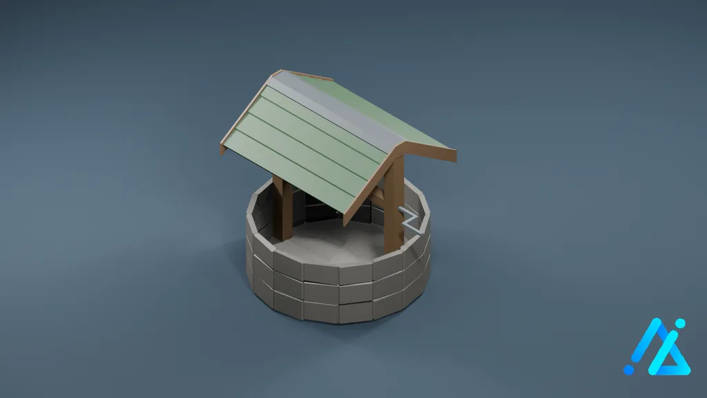 Low-Poly Covered Stone Well 01 — 3D model preview