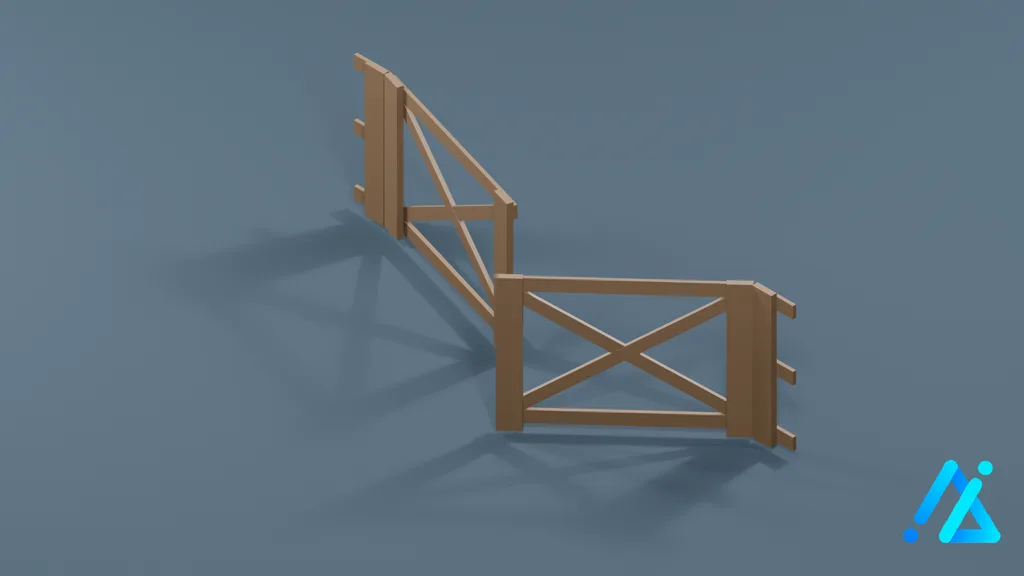 Low-Poly Farm Gate 01 A — 3D model preview