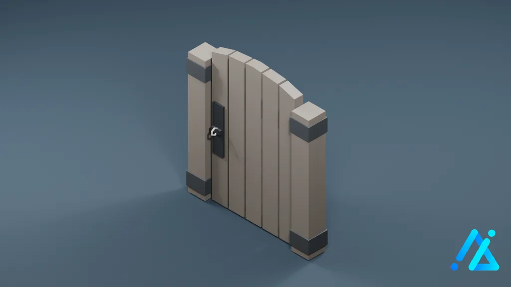 Low-Poly Farm Gate 02 A — 3D model preview