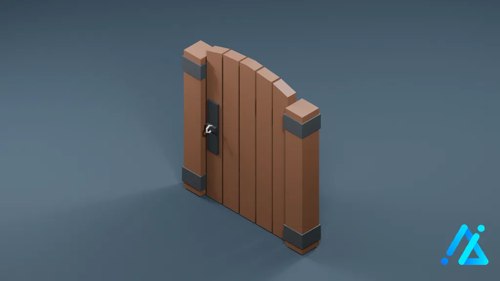 Low-Poly Farm Gate 02 B — 3D model preview