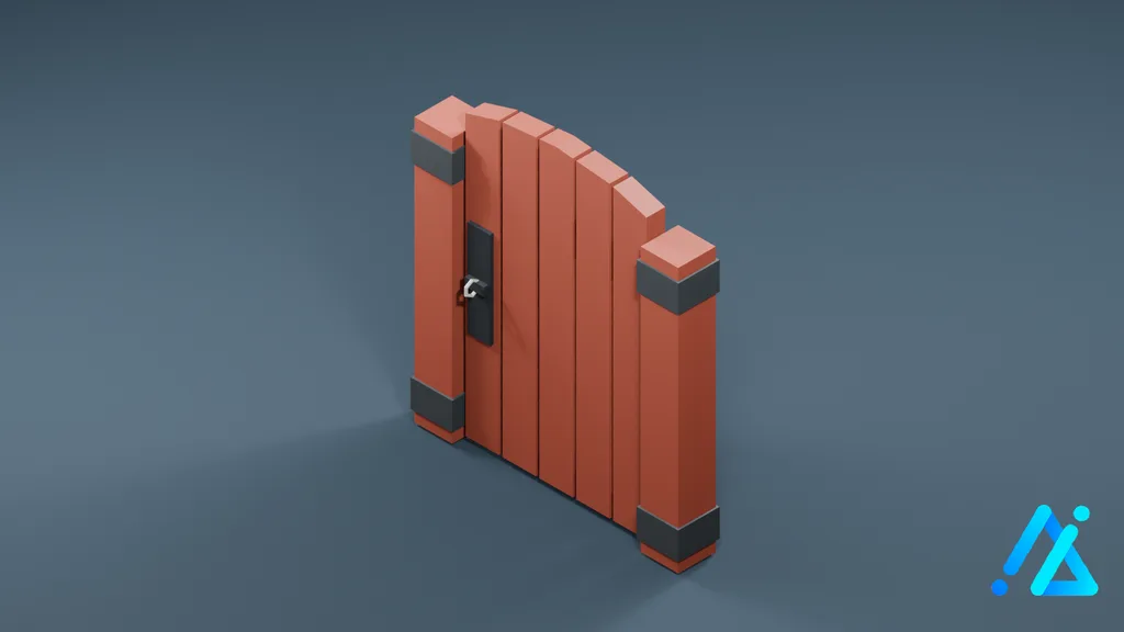 Low-Poly Farm Gate 02 C — 3D model preview