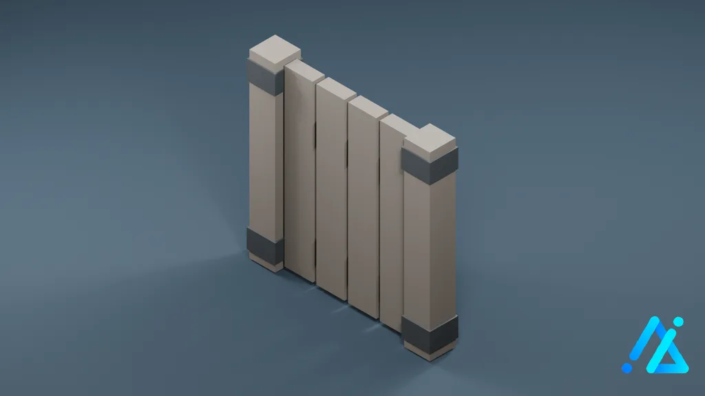 Low-Poly Picket Fence 02 A — 3D model preview