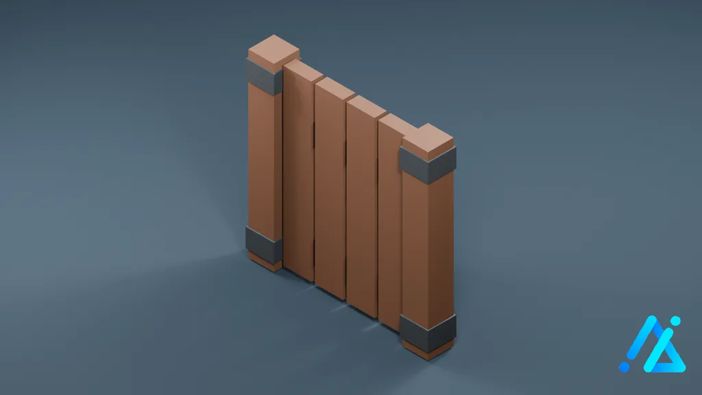 Low-Poly Picket Fence 02 B — 3D model preview