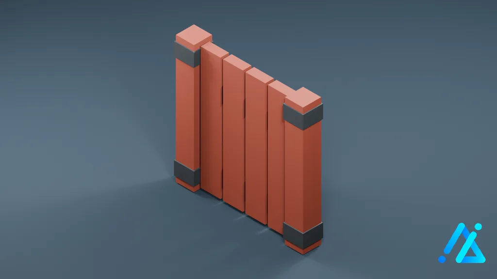 Low-Poly Picket Fence 02 C — 3D model preview