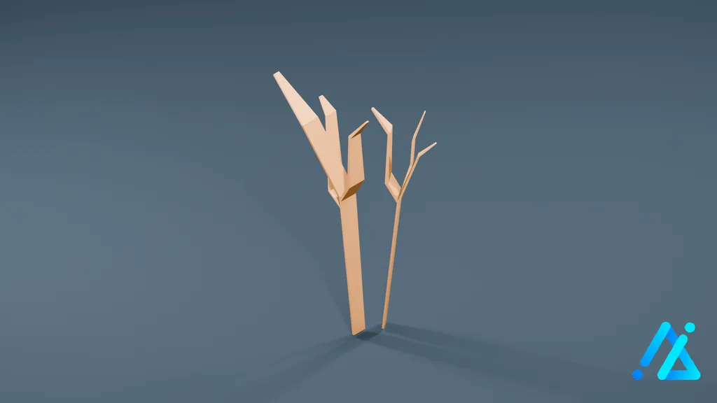 Low-Poly Withered Sprout 02 — 3D model preview