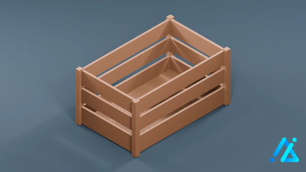 Low-Poly Wooden Box 02 — 3D model preview
