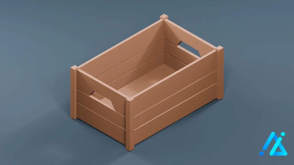Low-Poly Wooden Box 04 — 3D model preview