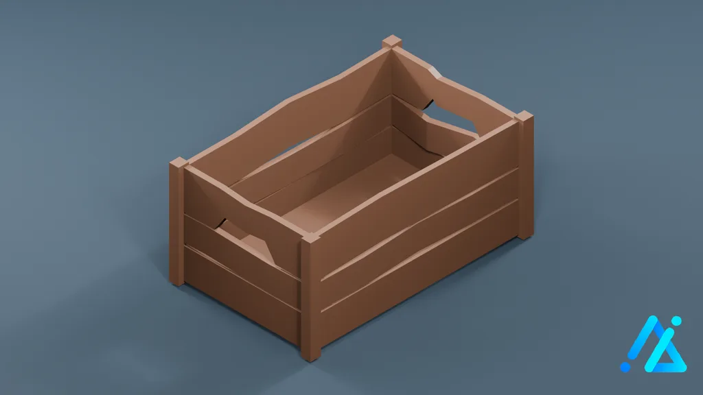 Low-Poly Wooden Box 05 — 3D model preview