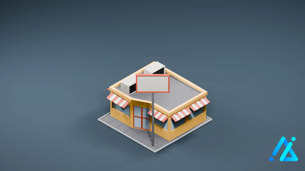 Low-Poly Yellow Bistro — 3D model preview