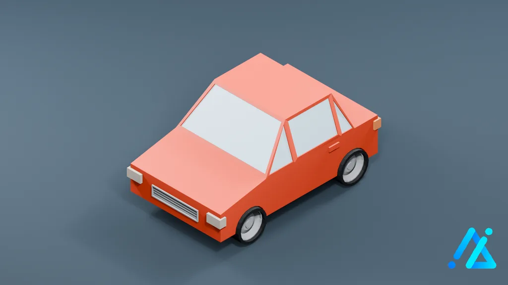 Low-Poly Red Sedan — 3D model preview
