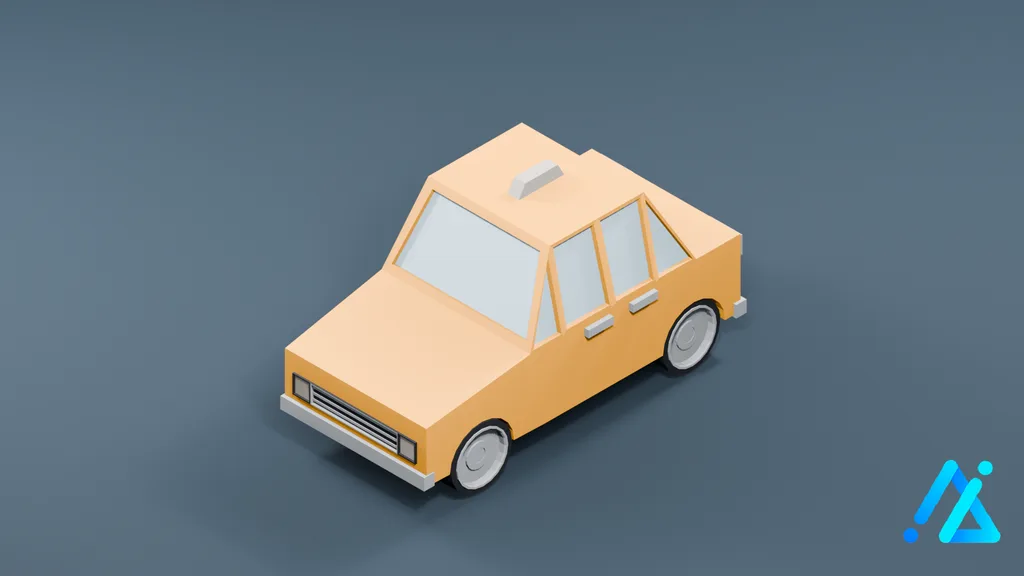 Low-Poly Yellow Compact Car — 3D model preview