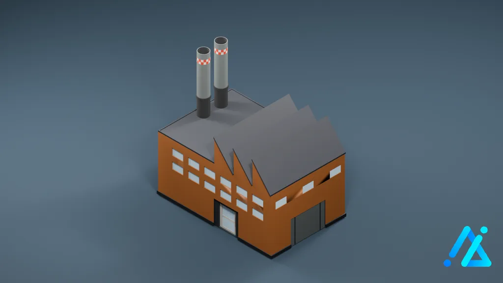Low-Poly Brown Factory — 3D model preview