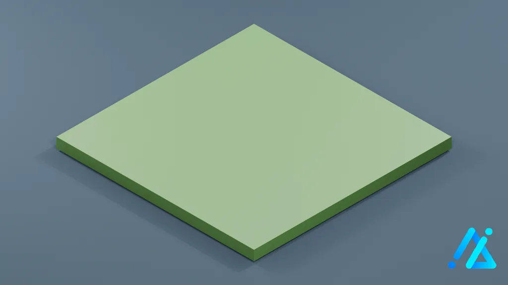 Low-Poly Green Square Floor Tile — 3D model preview