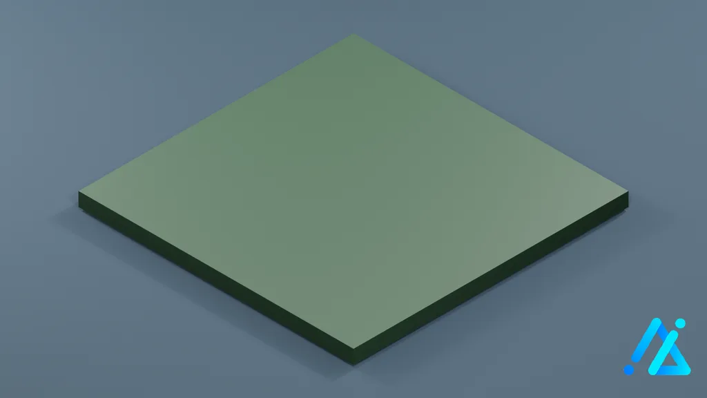 Low-Poly Dark Green Square Floor Tile — 3D model preview